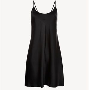 Black silk short slip